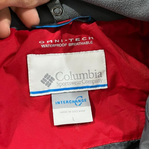 Columbia Omni Tech 3 In‎ 1 Jacket Men's Large Hooded Coat Red Gray Gorpcore - Picture 2 of 16